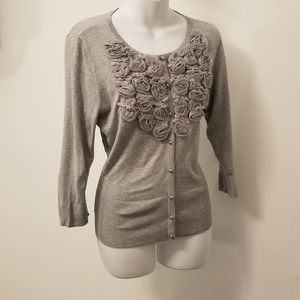 White House Black Market gray cardigan sweater SZ Medium like new